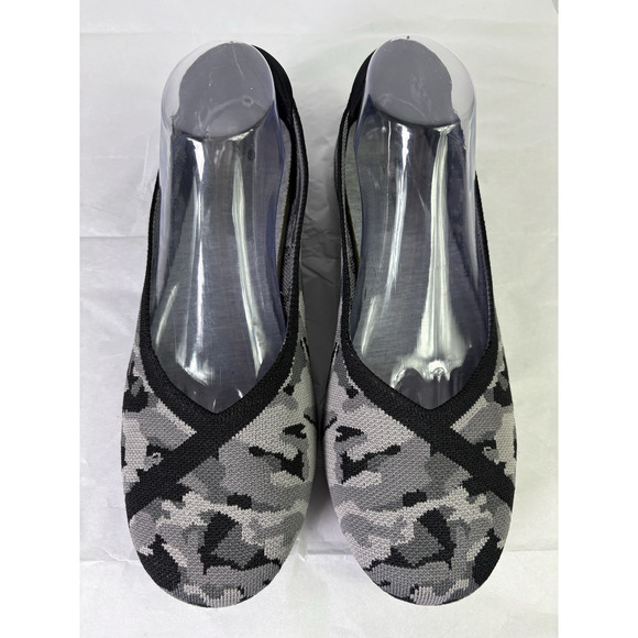 Clarks Cloudsteppers Carly Wish Womens 11 W Black Grey Camo Flats Slip On Ballet - Picture 2 of 10
